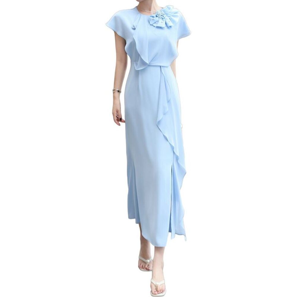 Burryco Womens Short Sleeve Midi Dress, Blue
